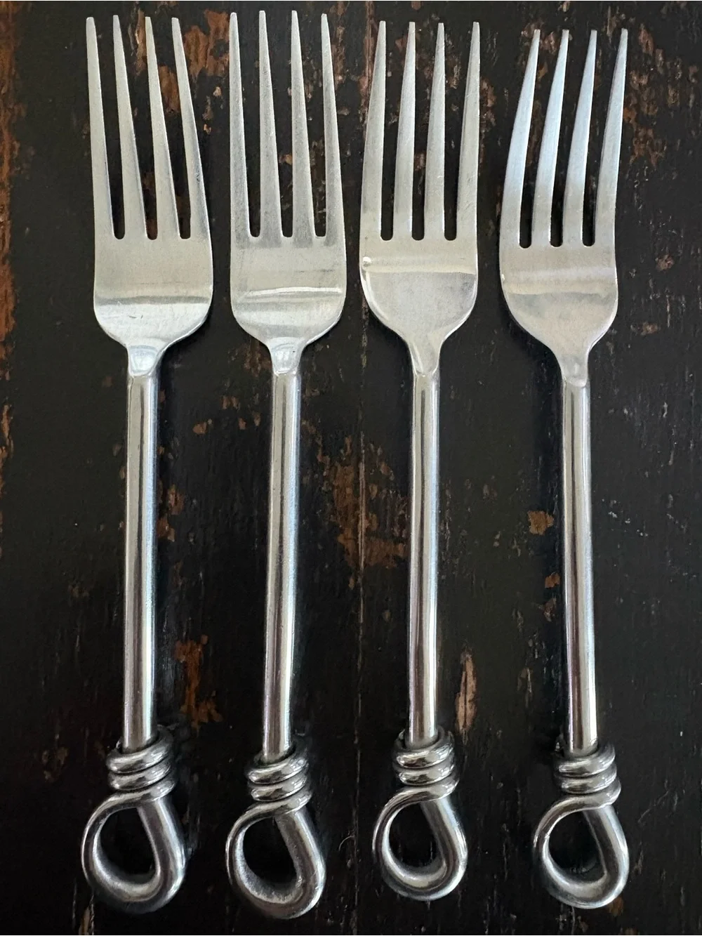 Gibson CUOMO Stainless DINNER FORKS Open Ring Tip 18/8 Glossy Flatware Set of 4